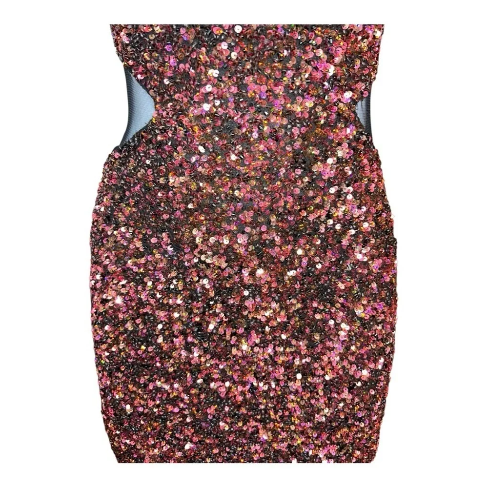 Parker Women’s Burgundy and Black Stretchy Sequin Mini Dress Size 2 new no tags - Picture 6 of 15